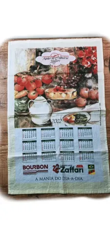 Pano de prato copa calendário antigo 2002 Atelier de Culinária Zaffari