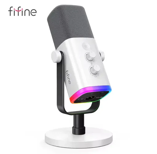 Microfone Fifine AM8 USB/XLR RGB Branco