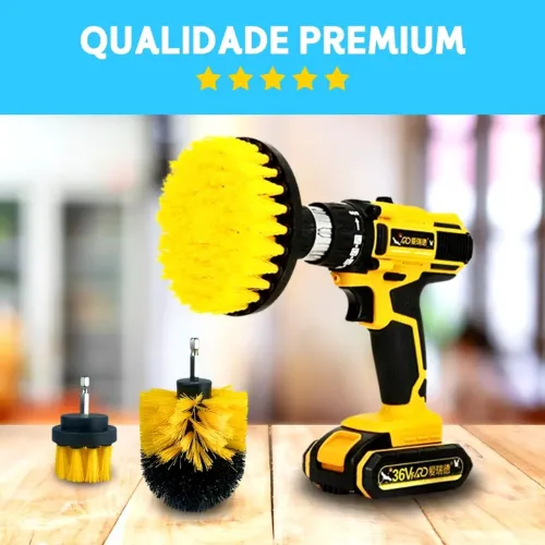 Kit 3 Escovas Rotativas Limpeza Pesada Furadeira Parafusadeira