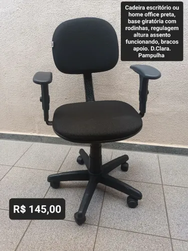 Cadeira escritório ou home office preta rodinhas