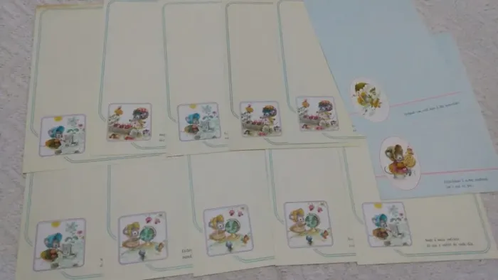 Lote de papel de carta antigo 12 folhas Coleção ratinhos da marca artesanal.