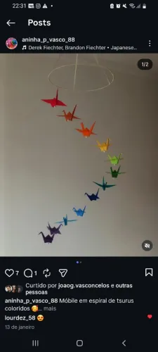 Lindo móbile de origamis em espiral