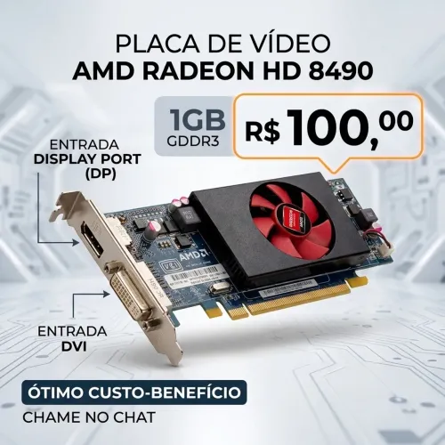 PLACA DE VÍDEO AMD RADEON HD 8490 - 1GB GDDR3