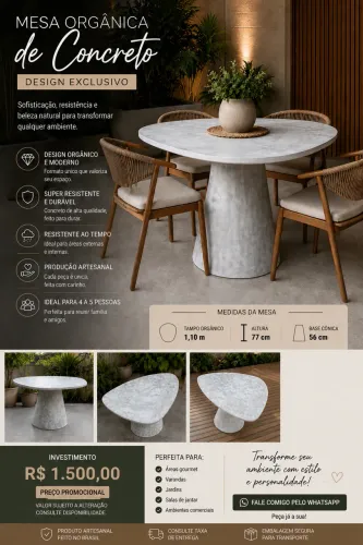 Mesa de concreto orgânica
