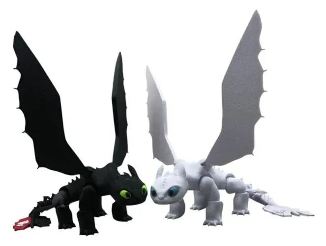 Kit 2 Bonecos Banguela Fúria da Luz Articulados 21cm - Como Treinar Seu Dragão