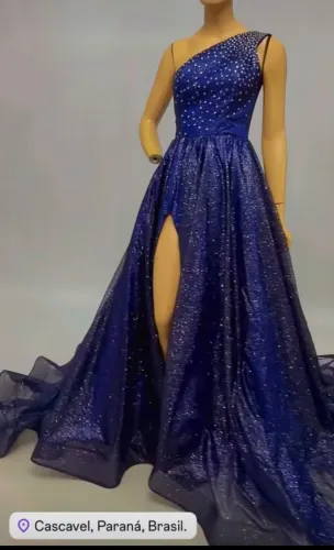 vestido formatura/debutante azul com brilho e pedraria