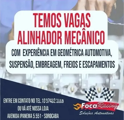 Vaga de alinhador automotivo 