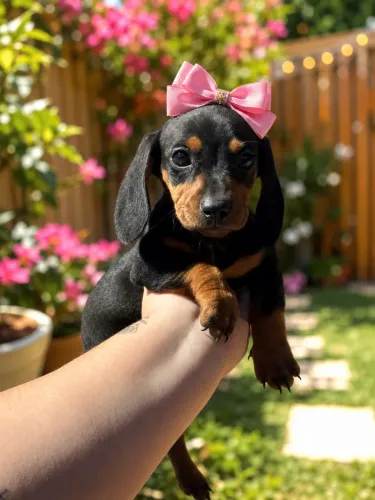 Perfeita e encantadora Daschound fêmea