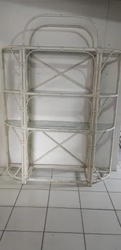 Estante de bambu prateleiras em vidro