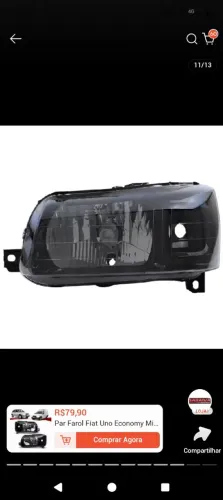 Farol Fiorino/Uno máscara negra Lado esquerdo 