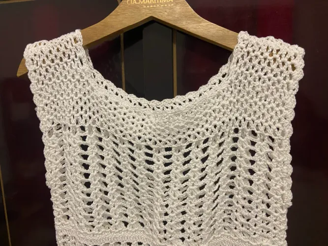 Saída de praia vestido de crochê branco marca mais mar tamanho M