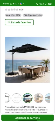 Ombrelone Guarda Sol Java Aluminio 3 0 X 3 0 C/ Base 130l - Preto