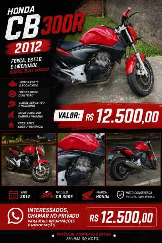Moto CB300 na cor vermelha em ótima condições único dono.
