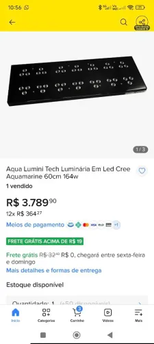 Luminária aquário com corais 