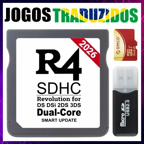 Cartão R4 Dual Core 2026 16gb - Novo - 1100 Jogos Traduzidos - Nintendo 3DS, 2DS, DS, DSi
