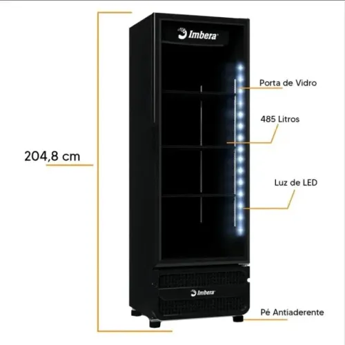 Geladeira Expositora Vertical Imbera 485L Full Black Modelo VRS16 - BIVOLT