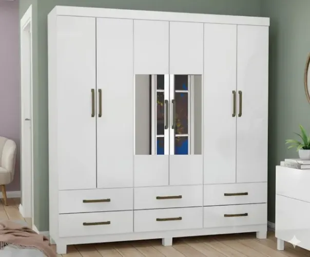 Super Oferta Guarda Roupa Dallas Branco com Espelho