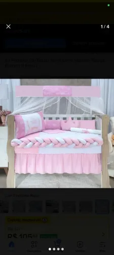 ?KIT BERÇO AMERICANO ROSA PRINCESA-10 PEÇAS ?