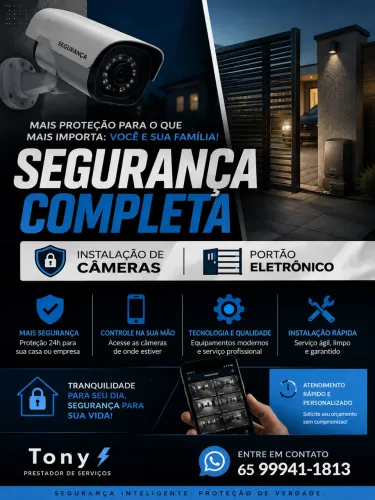 Instalação de câmeras de segurança e portão eletrônico
