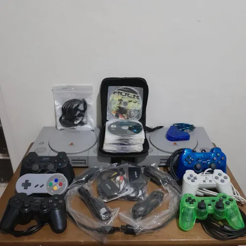 Lote: 2 Playstation 1 Fat, 48 Jogos Ps2, Controles, Adaptadores Hdmi (Envio Olx Pay)
