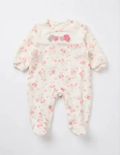Macacão menina Floral P Rosa e Branco