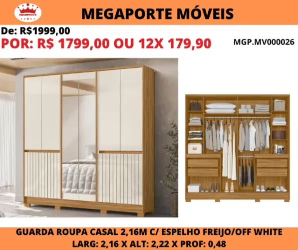 Guarda Roupa Casal Alasca com Espelho 10P 4G
