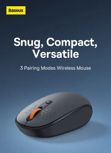 Mouse Baseus F01B BT 5.0, 2.4G, Silencioso, Sem Fio, 1600dpi, Preto