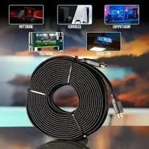 Cabo de Áudio e Vídeo Gold 20 Metros 4k 3d Full Hd Blindado Tv Pc 2.0 Alta Velocidade Prot