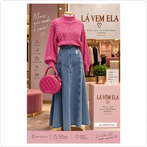 Saia Jeans e blusa tricô
