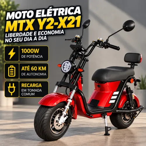 Moto Elétrica MTX Y2-X21 1000W - Até 60 km de Autonomia
