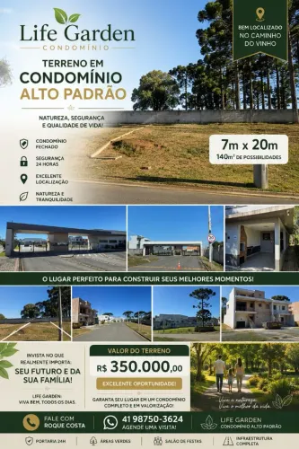 Terreno 140m² (7x20) no Condomínio Life Garden | Caminho do Vinho