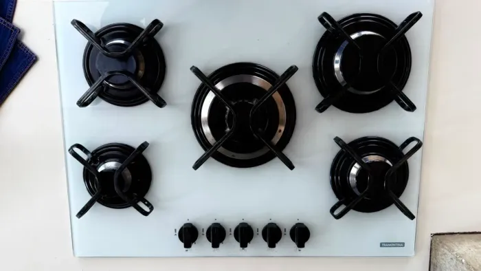 Cooktop Tramontina 5 Bocas Vidro Branco ? Tripla Chama