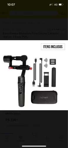 Estabilizador Eletronico Para Celular Cameras Hohem 3 Eixos Preto