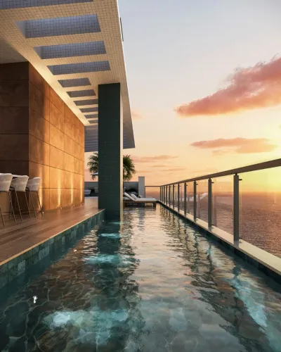 Apartamento com piscina na praia