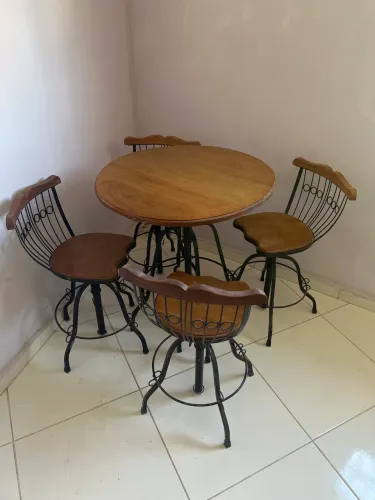 Jogo Mesa 70cm Bistro Com 4 Cadeiras Para Restaurante