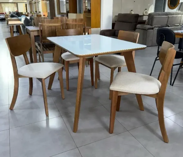 Mesa de Jantar Iraci com 4 Cadeiras Adele 1,14x0,80 - Capital Atacadista - ENTREGA EM 24H