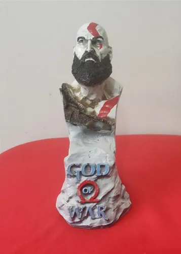 Boneco Kratos Resina + Suporte Controle  God of War 
