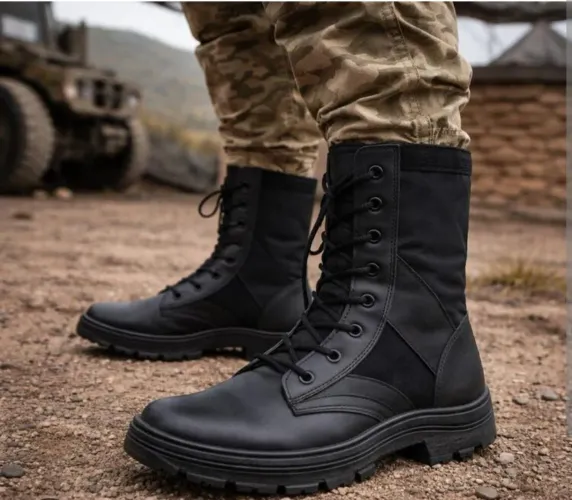 Bota coturno preta para trabalho de segurança