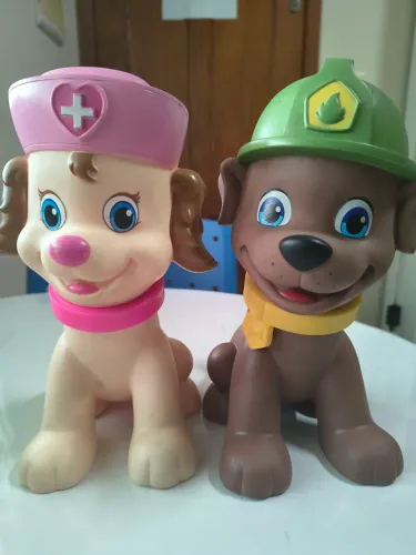 Lote 2 Bonecos Enfermeira e Bombeiro Patrulha Canina Cotiplás Originais 