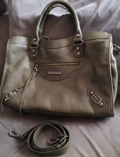 Bolsa da constance de couro verde musgo