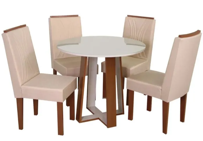 Mesa de jantar 4 lugares com tampo de vidro temperado
