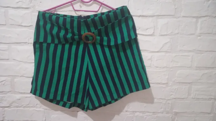 Short Listrado Alfaiataria Feminino M 