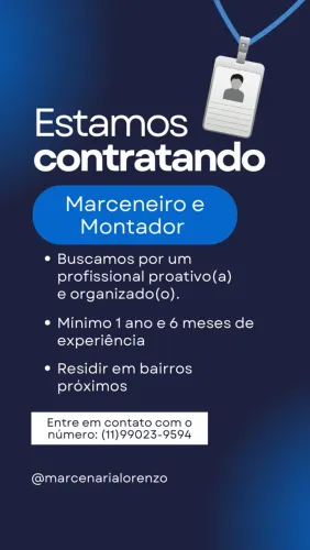 Vaga de montador e marceneiro