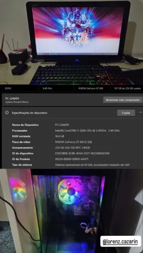 PC Gamer Usado - Rodando FF, COD e Minecraft