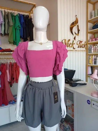 Cropped luxo em alfaiataria premium Rosa