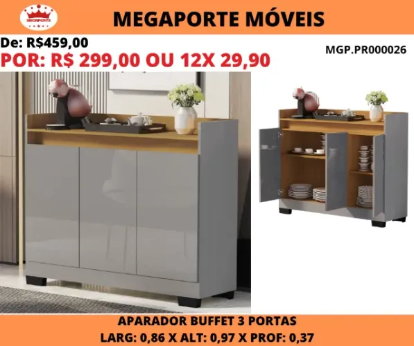 Aparador Buffet Real 3 Portas