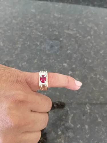  Anel Rommanel folheado a ouro com cristal e zircônias, tamanho 20