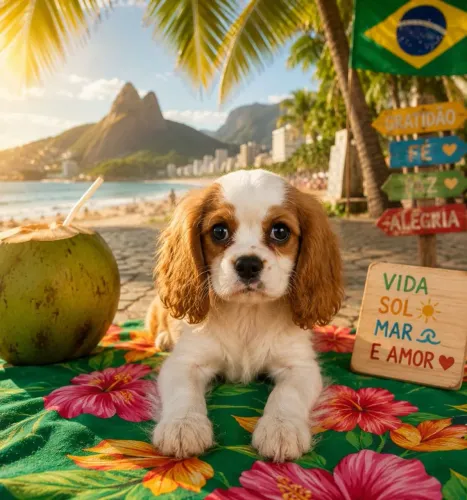 Filhote de Cavalier King Charles Spaniel Blenheim Fêmea PEDIGREE CBKC