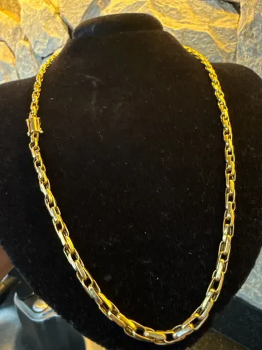 Cordão de ouro elo duplo 18k top grosso 
