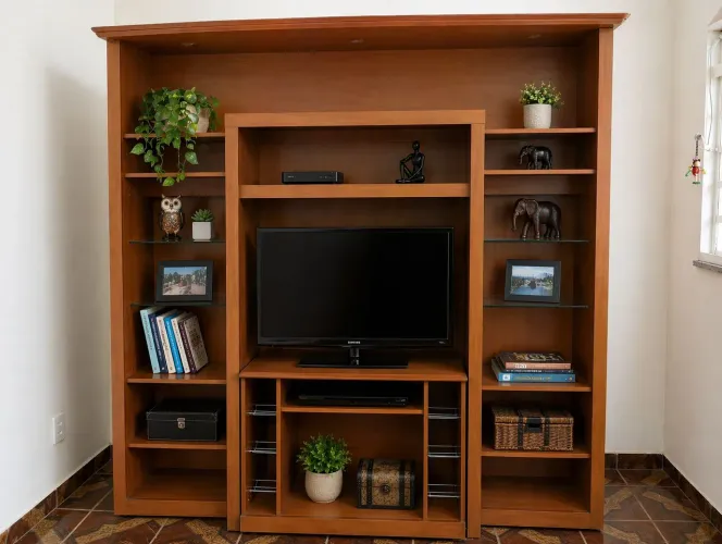 Rack para sala movel estante cor madeira 